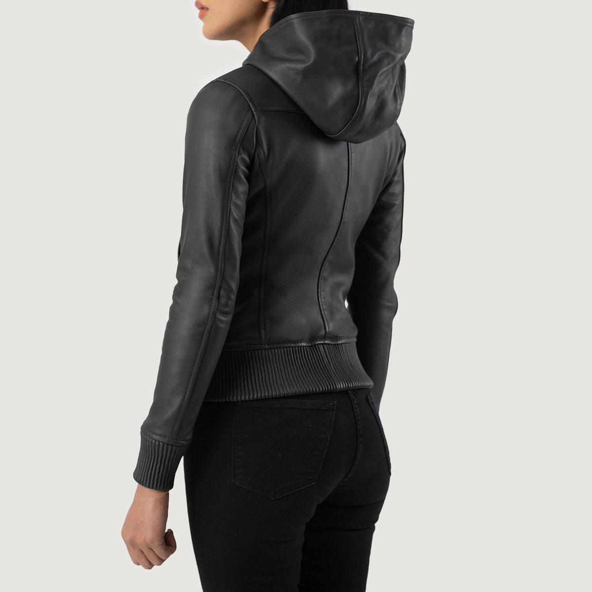 Luna Hooded Bomber in Pelle da Donna – Vista prodotto alternativa 5