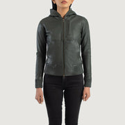 Luna Hooded Bomber in Pelle da Donna – Vista prodotto alternativa 4
