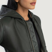 Luna Hooded Bomber in Pelle da Donna – Vista prodotto alternativa 6