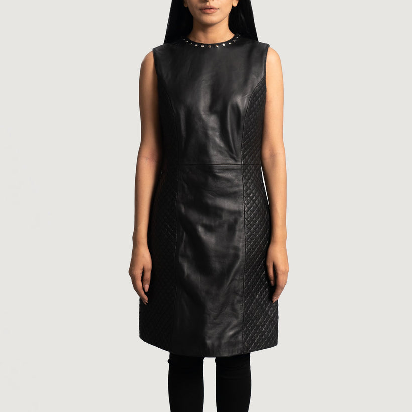 Luxe Nero Leather Dress da Donna