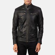 
Dettaglio ravvicinato of Band & Zipper Hardware on Mack Nero Giacca Biker in Pelle da Uomo