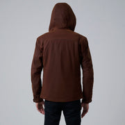 Dettaglio ravvicinato of Hooded &amp; Zipper with placket Hardware on Marlo Marrone Canvas Hooded Work Giacca in Pelle da Uomo For Men