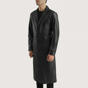
Black Cowhide Leather Winter Jacket - Vista posteriore con spalle definite e orlo pulito
