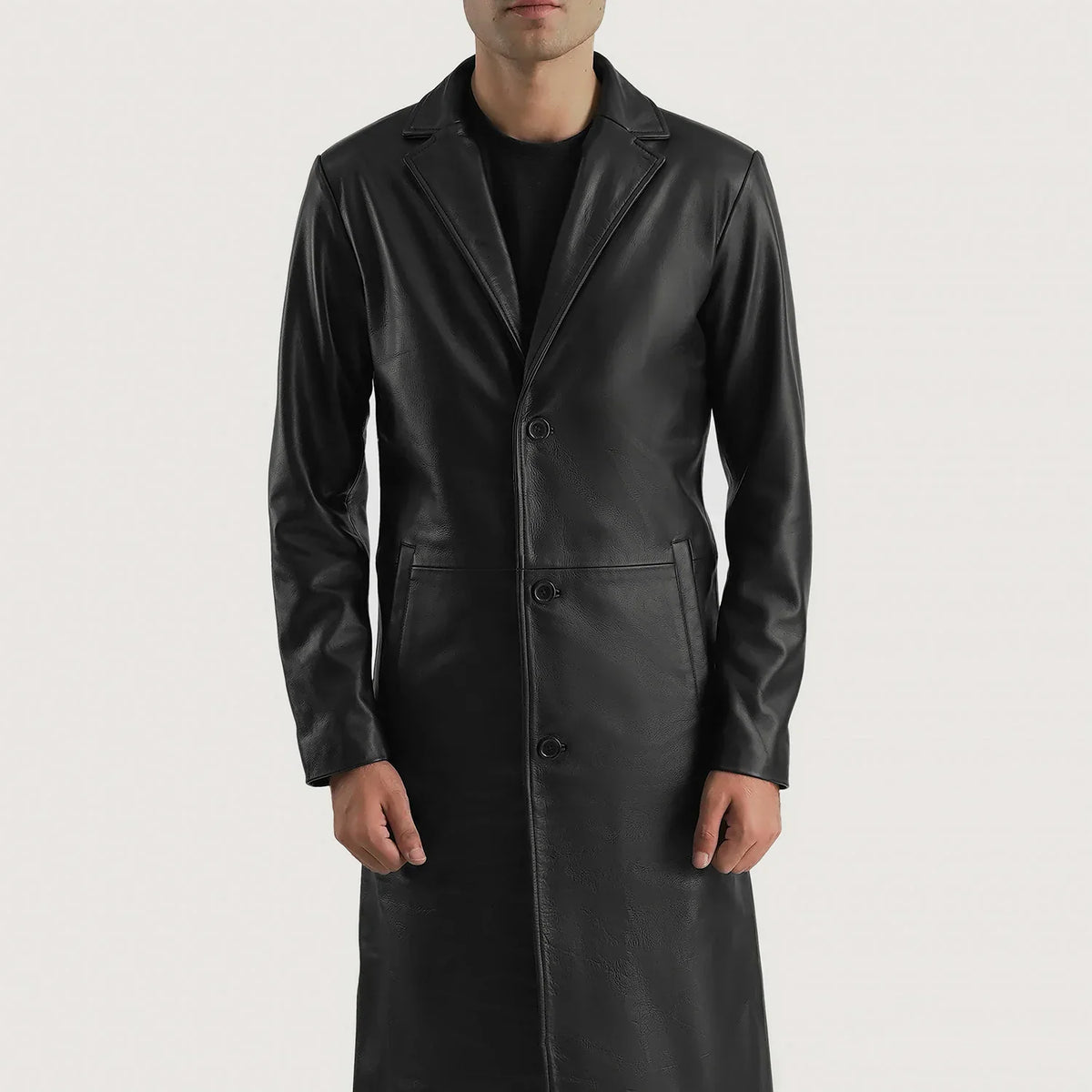 
Dettaglio ravvicinato of Notch & Button Hardware on Mateo Black Leather Single Breasted Coat