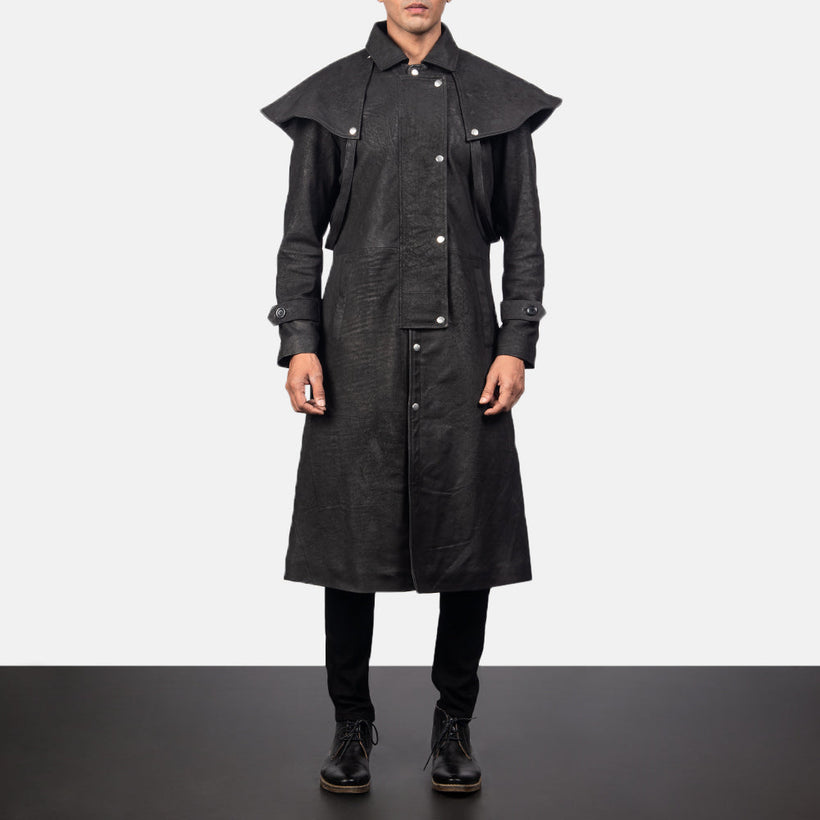 Maverick Nero Leather Duster da Uomo