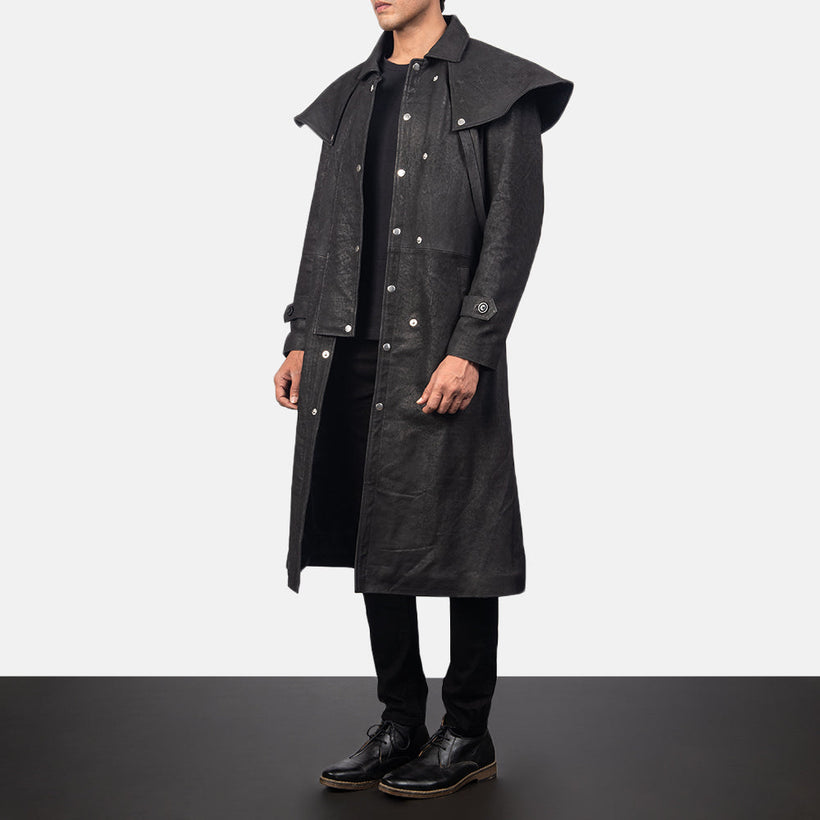 Maverick Nero Leather Duster da Uomo