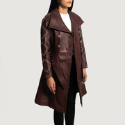 Women's Missoni Bordeaux Trench in Pelle da Donna - Lateral Side Profile View Showing Sleeve Cut &amp; Athletic Taper Fit
