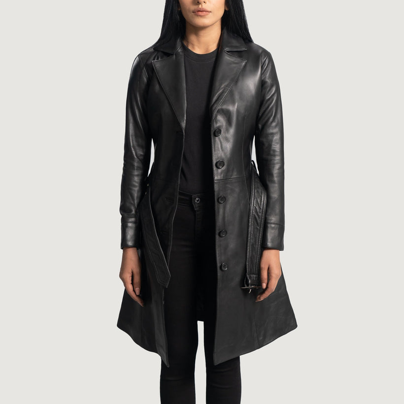 Moonlight Nero Trench in Pelle da Donna