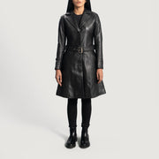 Women's Moonlight Nero Trench in Pelle da Donna - Lateral Side Profile View Showing Sleeve Cut &amp; Athletic Taper Fit