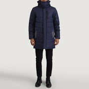 
Moore Blu Hooded Parka da Uomo - Vista laterale che mostra il taglio ergonomico delle maniche