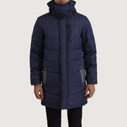 
Dettaglio ravvicinato of Classic Collar & Zipper With Snap Button Placket Hardware on Moore Blu Hooded Parka da Uomo