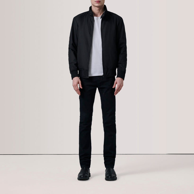Morrison Nero Canvas Bomber in Pelle da Uomo