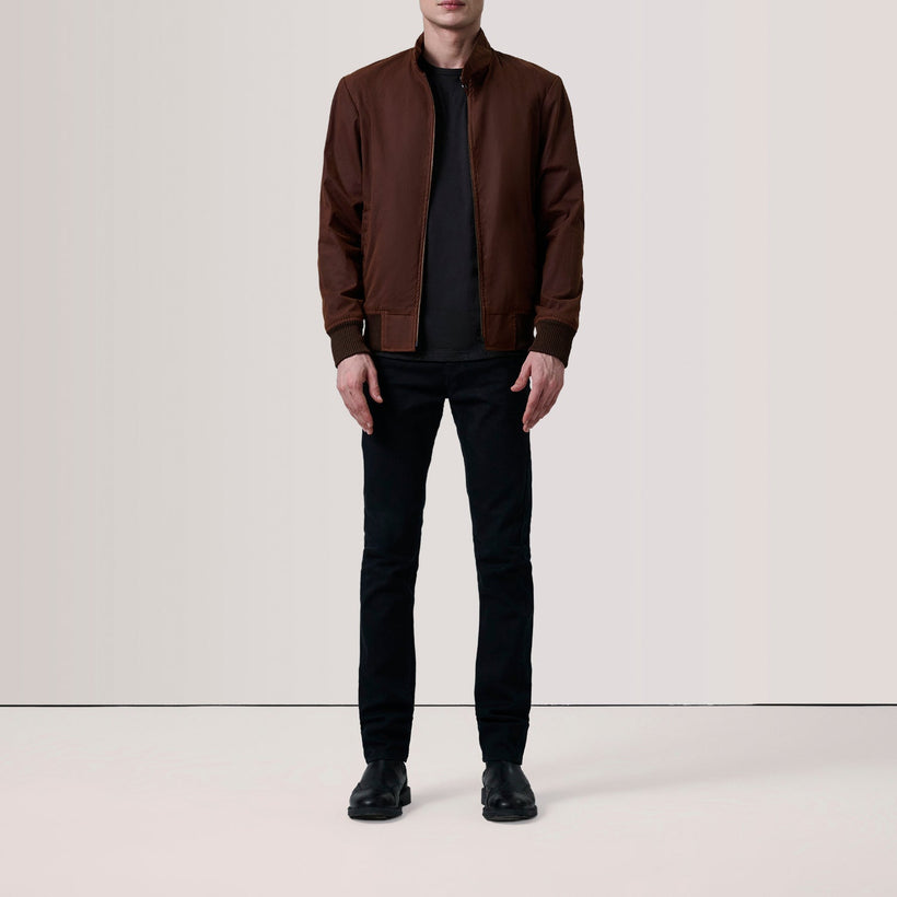Morrison Marrone Canvas Bomber in Pelle da Uomo
