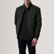 Morrison Olive Canvas Bomber in Pelle da Uomo For Men in Olive Waxed Cotton Canvas - Vista frontale e linea su misura | Acquista online