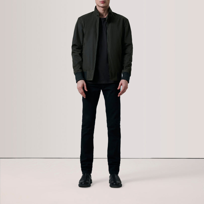 Morrison Olive Canvas Bomber in Pelle da Uomo