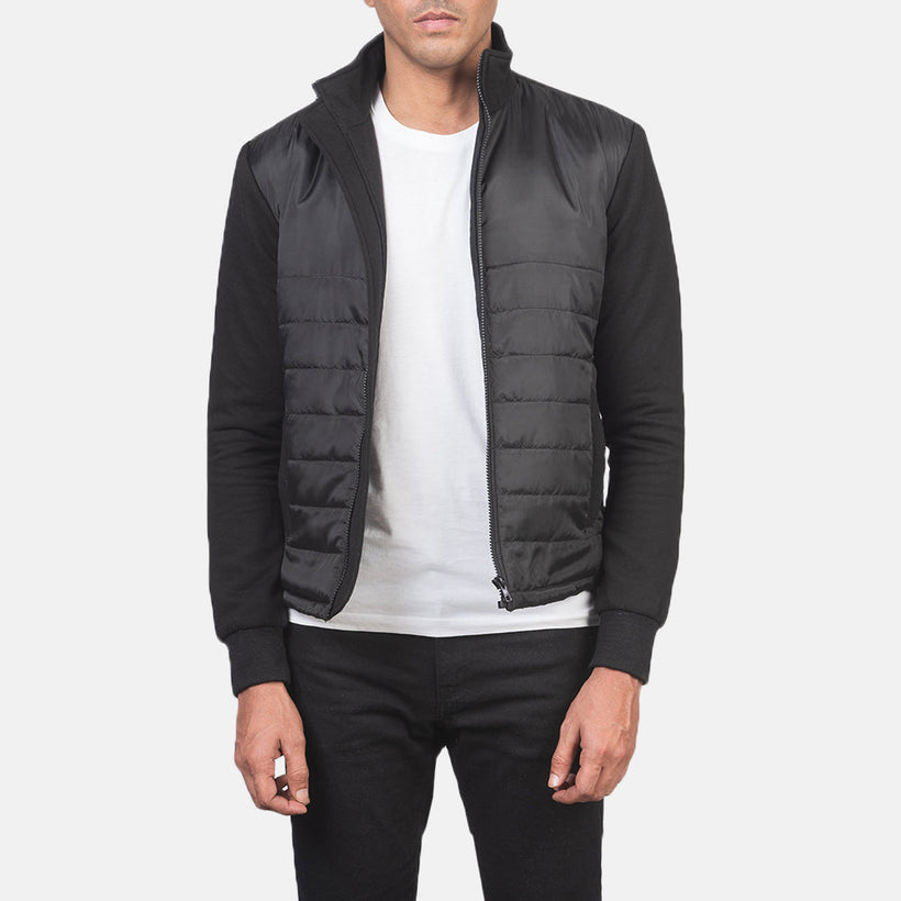 Nashville Trapuntato Nero Windbreaker Giacca in Pelle da Uomo