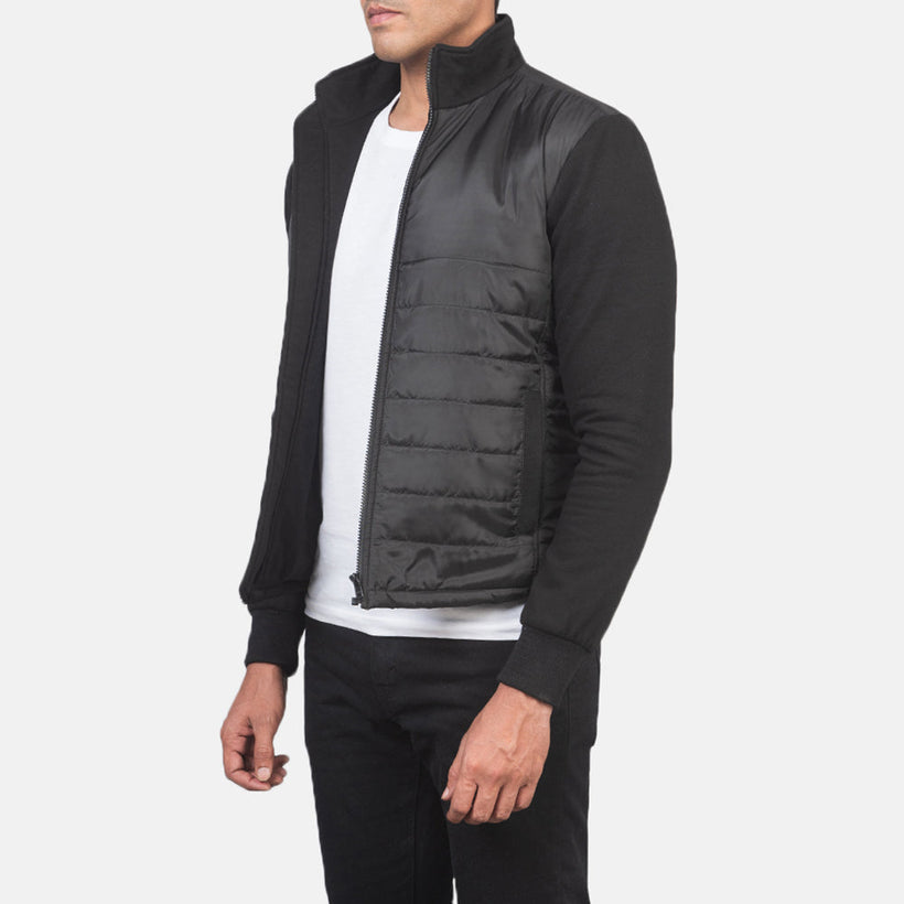 Nashville Trapuntato Nero Windbreaker Giacca in Pelle da Uomo