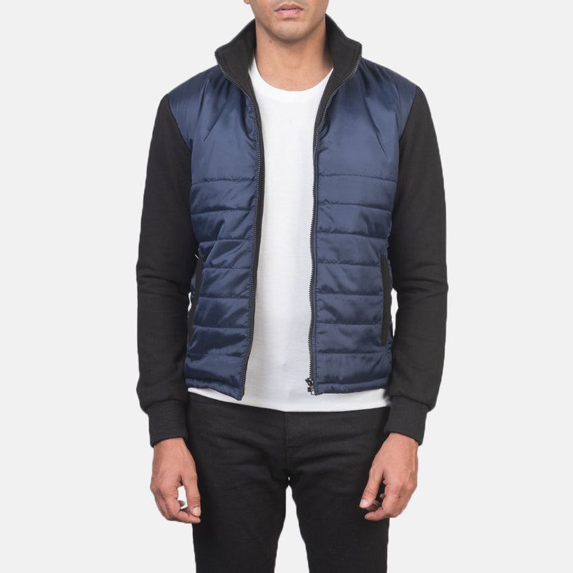 Nashville Trapuntato Blu Windbreaker Giacca in Pelle da Uomo