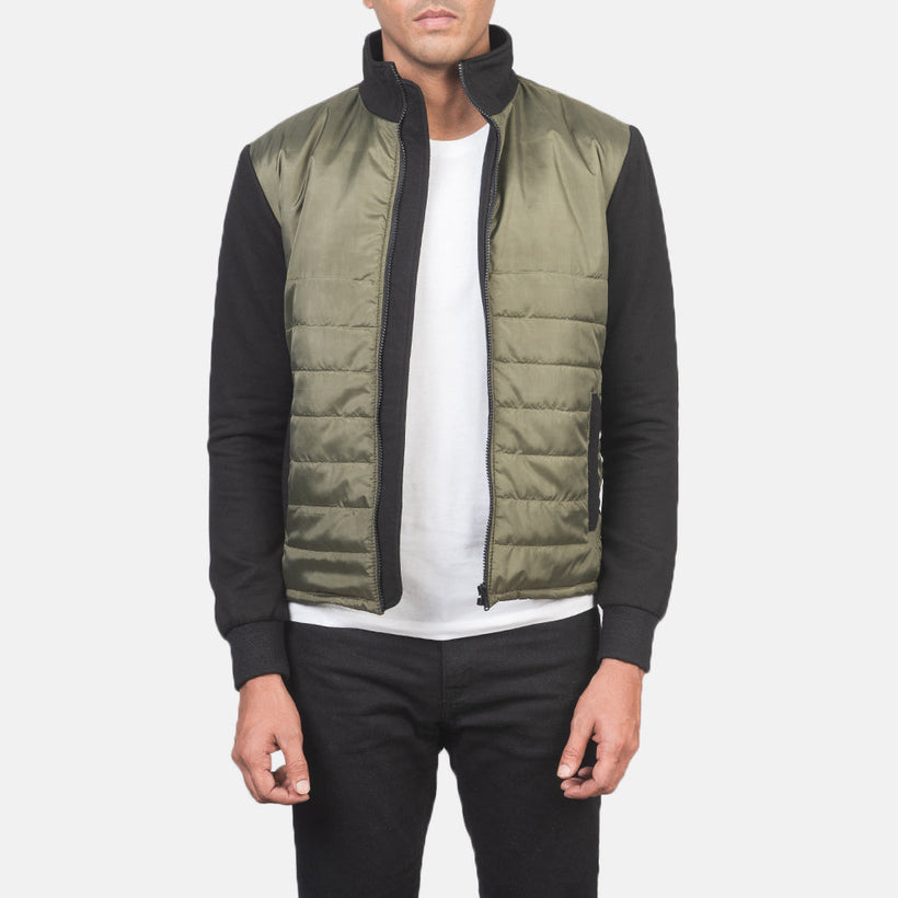 Nashville Trapuntato Verde Windbreaker Giacca in Pelle da Uomo