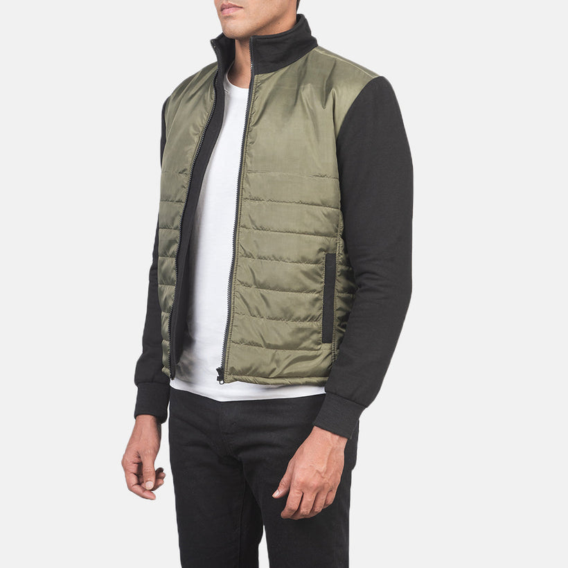 Nashville Trapuntato Verde Windbreaker Giacca in Pelle da Uomo