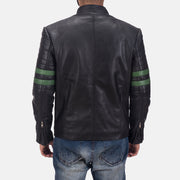 Dettaglio ravvicinato of Band &amp; Zipper Hardware on Night Trooper Giacca in Pelle da Uomo