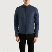 Men's Nyle Trapuntato Windbreaker Giacca in Pelle da Uomo - Lateral Side Profile View Showing Sleeve Cut &amp; Athletic Taper Fit