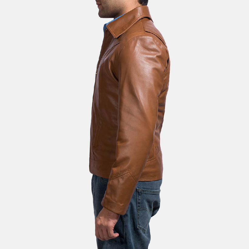 Old School Marrone Giacca in Pelle da Uomo