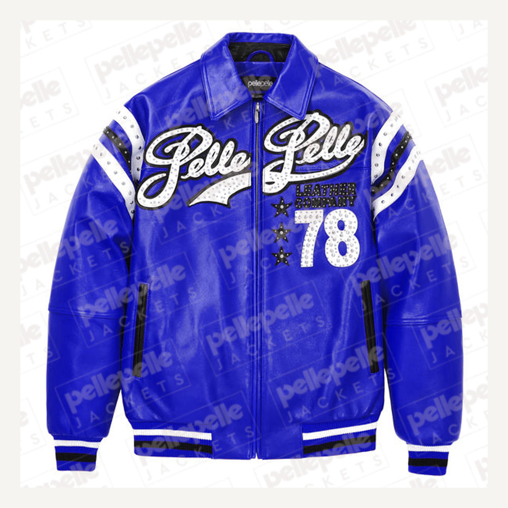 
Encrusted Varsity Giacca in Pelle (Navy) da Donna