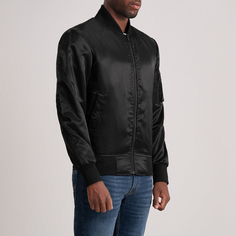 Quinton MA-1 Nero Bomber in Pelle da Uomo