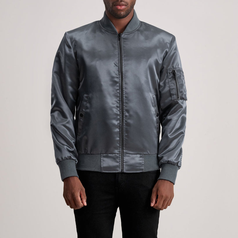 Quinton MA-1 Grigio Bomber in Pelle da Uomo