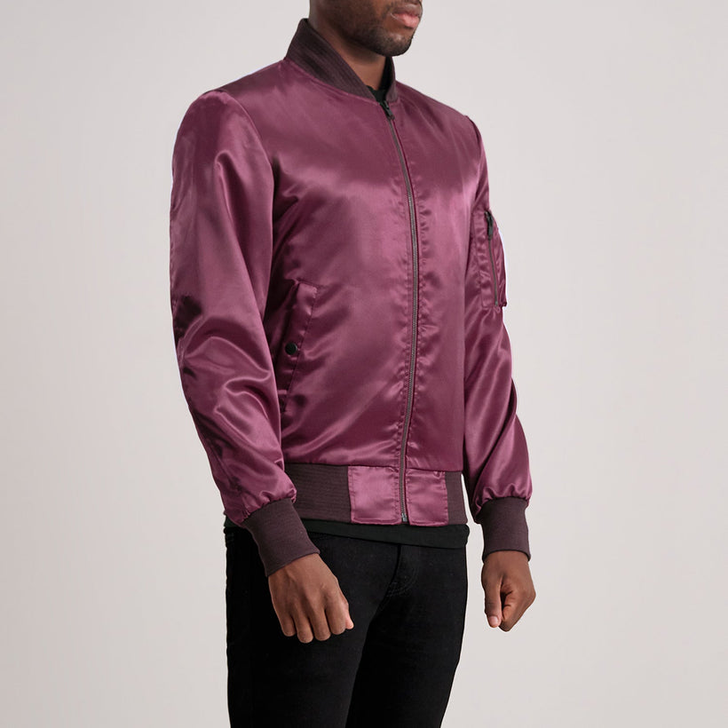 Quinton MA-1 Bordeaux Bomber in Pelle da Uomo