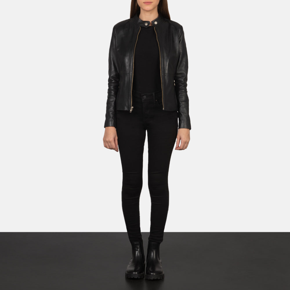 Rave Marrone Giacca Biker in Pelle da Donna – Vista prodotto alternativa 4