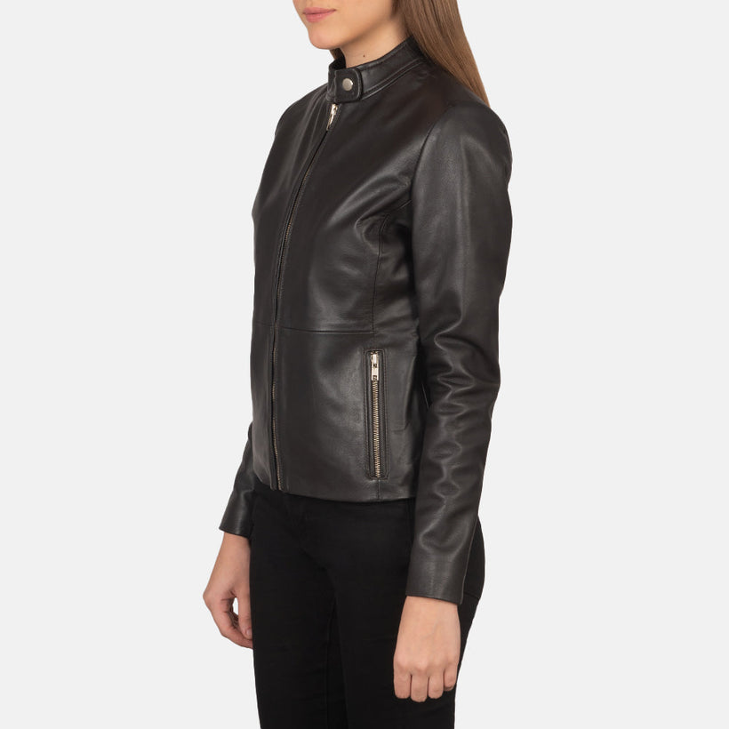 Rave Marrone Giacca Biker in Pelle da Donna