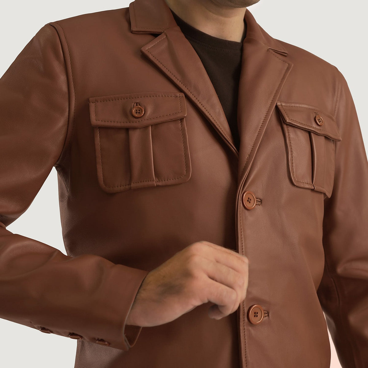 Ray Cutler Giacca in Pelle da Uomo – Vista prodotto alternativa 6