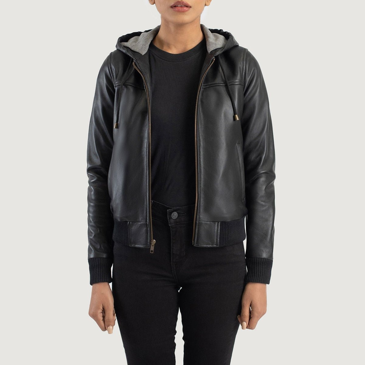 
Rebella Hooded Bomber in Pelle da Donna – alternate product view 1