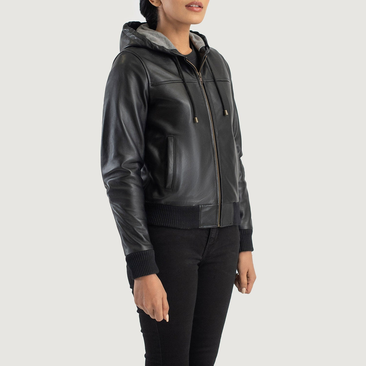 
Rebella Hooded Bomber in Pelle da Donna – alternate product view 2