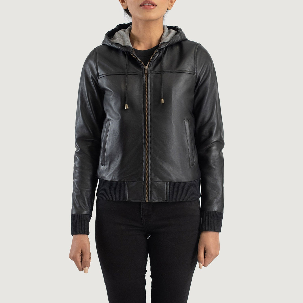 
Rebella Hooded Bomber in Pelle da Donna – alternate product view 4