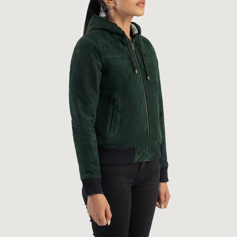Rebella Hooded Bomber in Pelle da Donna
