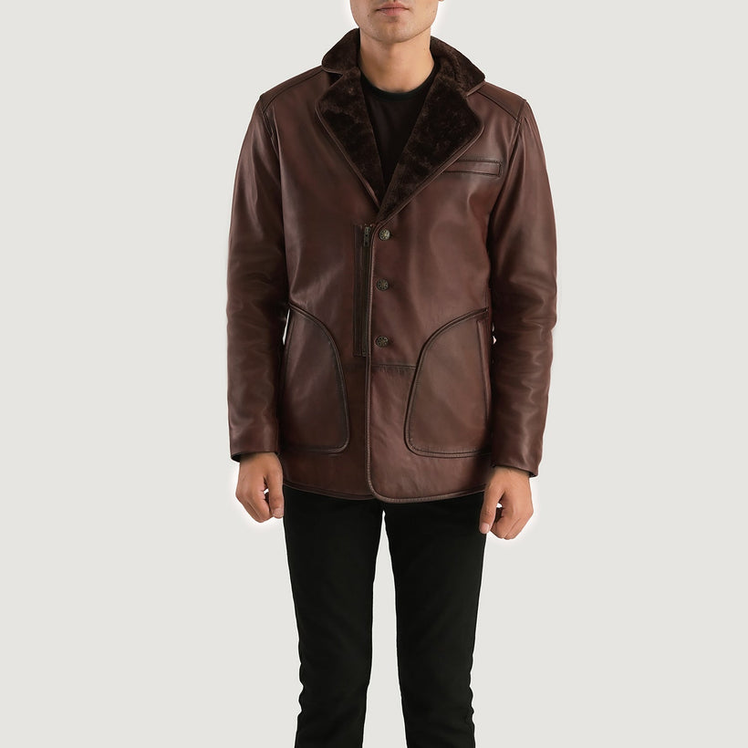 Rocky Marrone Fur Cappotto in Pelle da Uomo