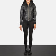 Roslyn Hooded Bomber in Pelle da Donna – Vista prodotto alternativa 3