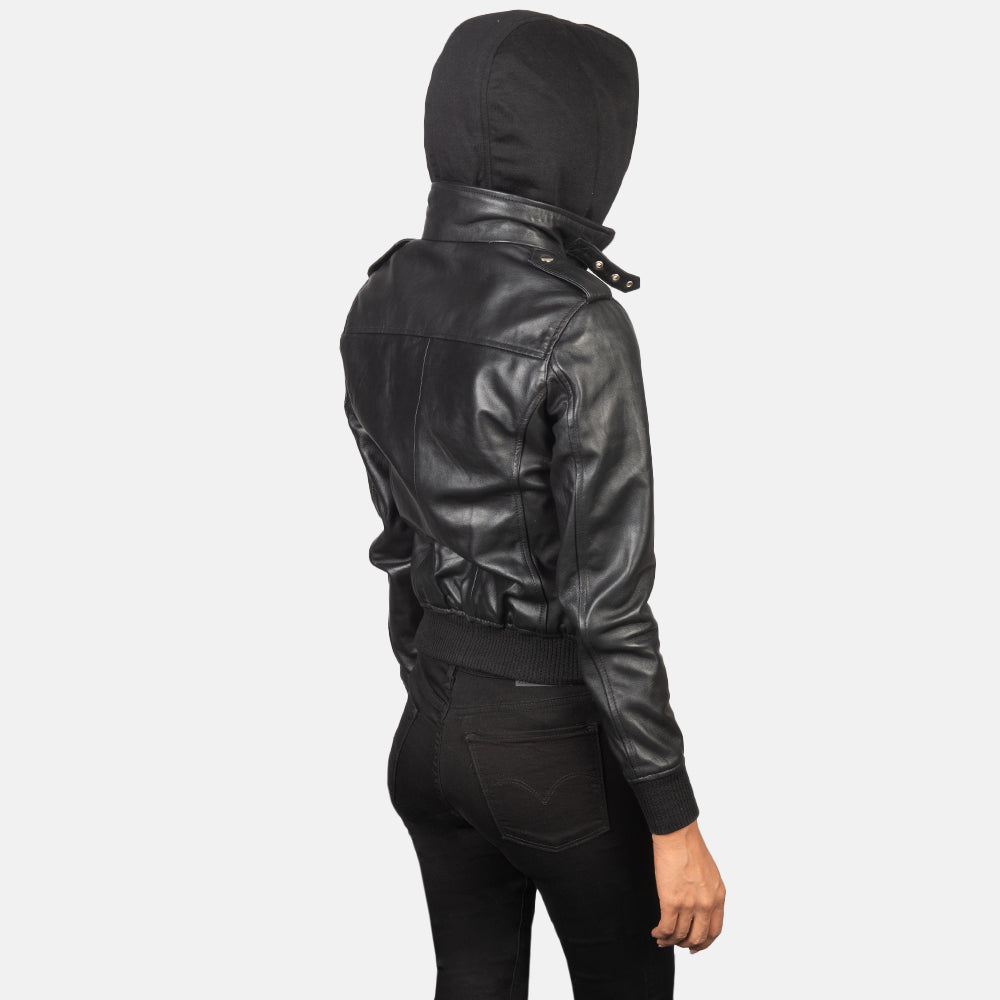 Roslyn Hooded Bomber in Pelle da Donna – Vista prodotto alternativa 5