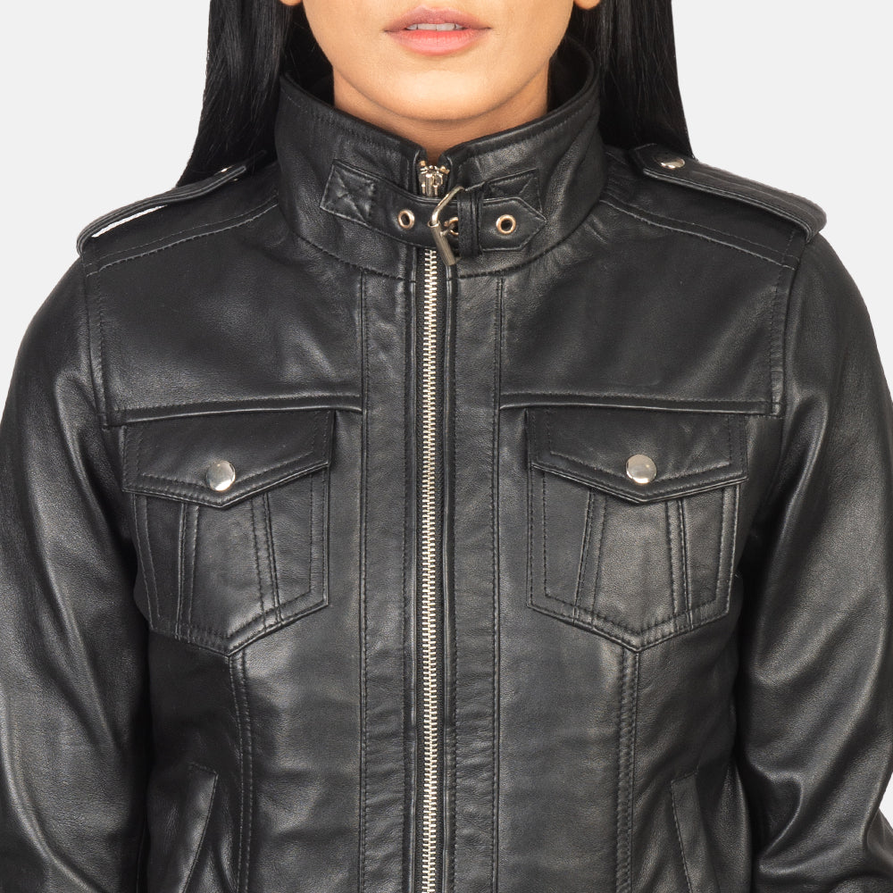 Roslyn Hooded Bomber in Pelle da Donna – Vista prodotto alternativa 6