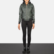 Roslyn Hooded Bomber in Pelle da Donna – Vista prodotto alternativa 3