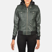 Roslyn Hooded Bomber in Pelle da Donna – Vista prodotto alternativa 4