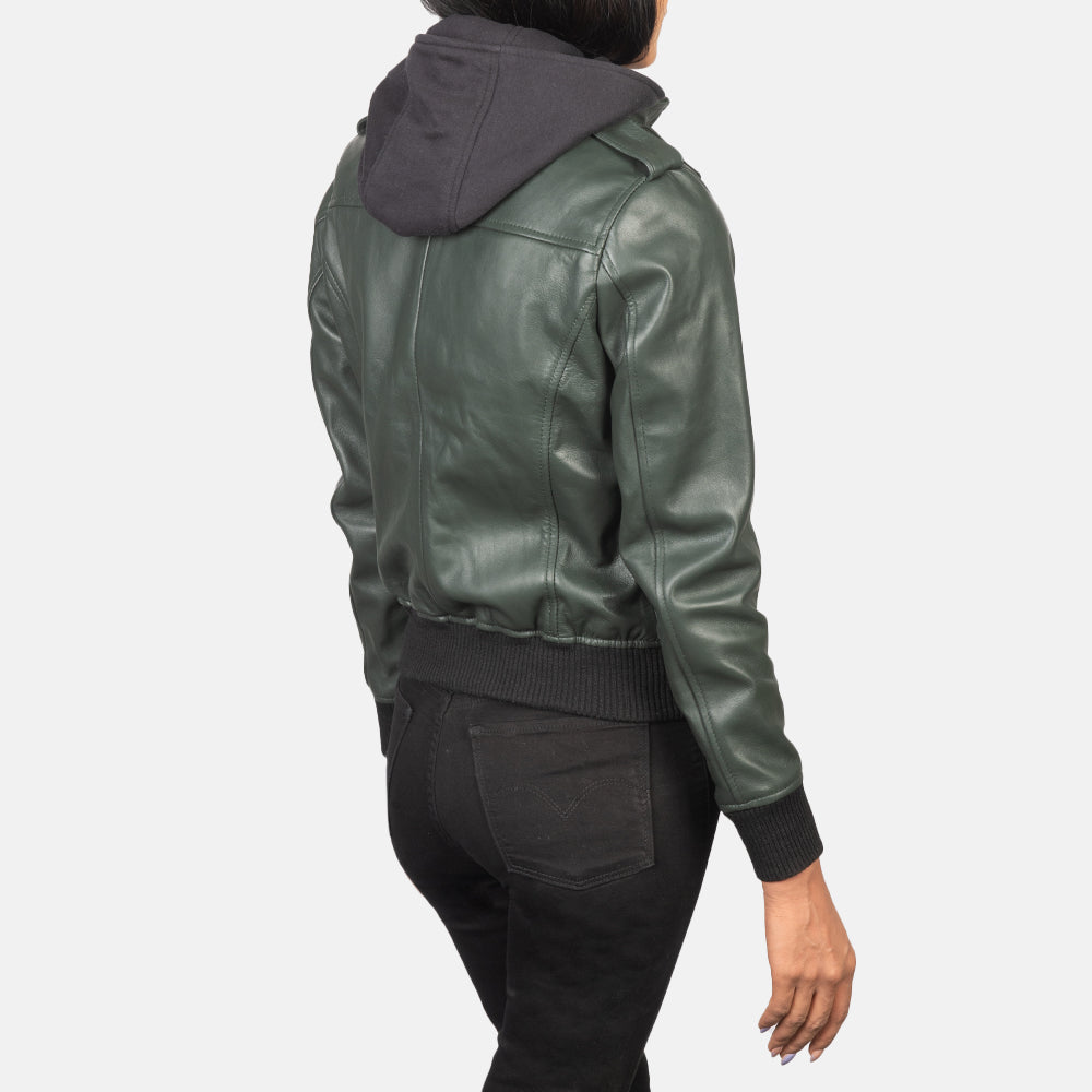 Roslyn Hooded Bomber in Pelle da Donna – Vista prodotto alternativa 5