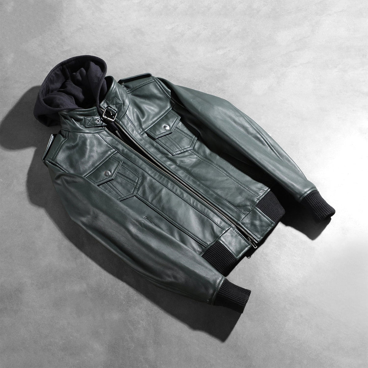 Roslyn Hooded Bomber in Pelle da Donna – Vista prodotto alternativa 7