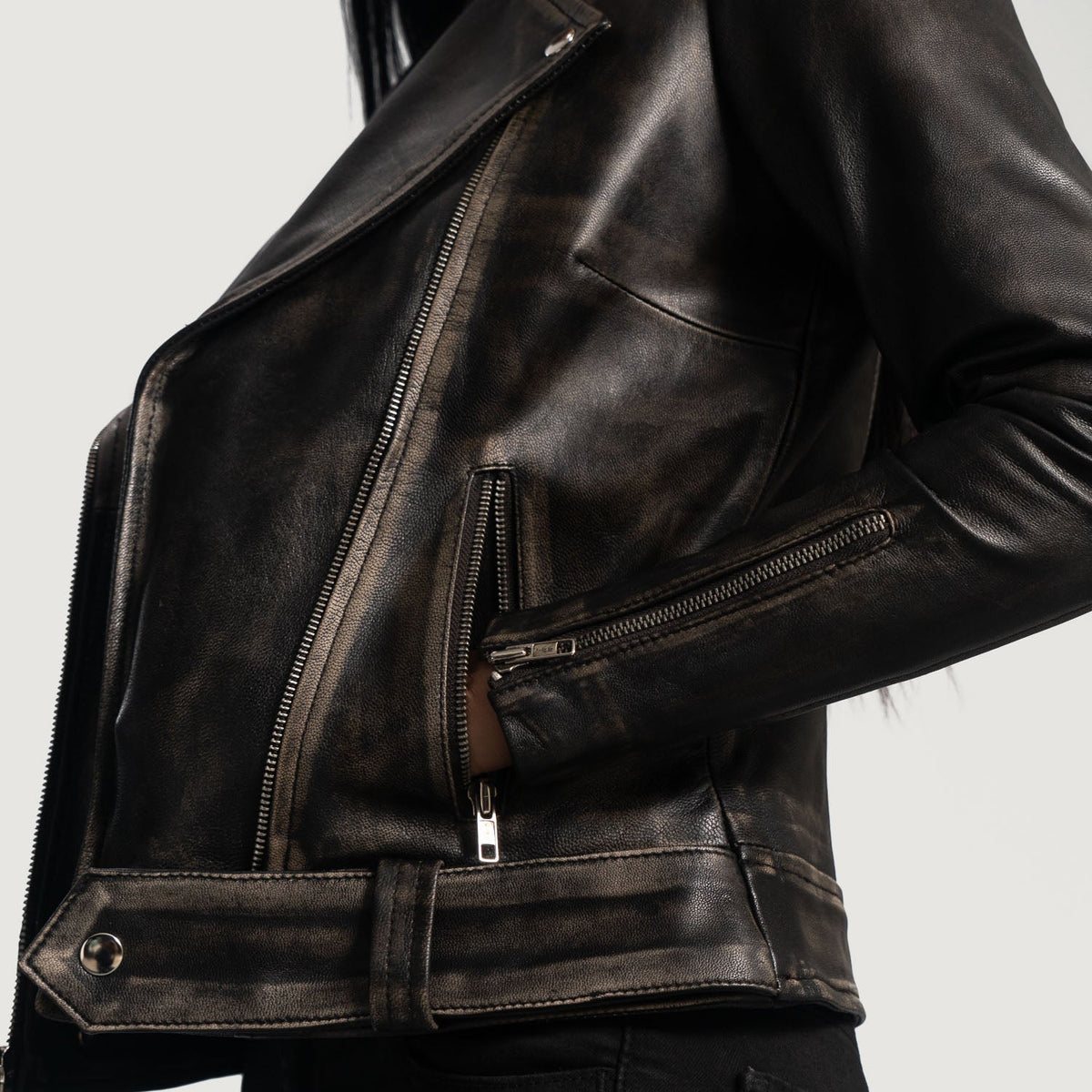 Rumy Bordeaux Giacca Biker in Pelle da Donna – Vista prodotto alternativa 6