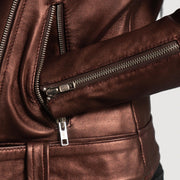Authentic Sheepskin Leather with Aniline Finish Grain Texture &amp; Heavy-Duty Seam Stitching Detail