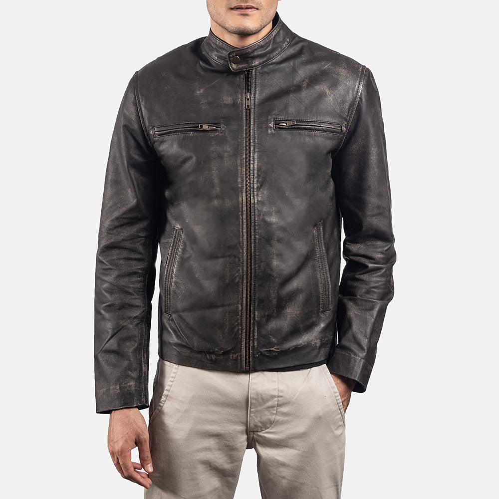Rustic Giacca Biker in Pelle da Uomo – Vista prodotto alternativa 3