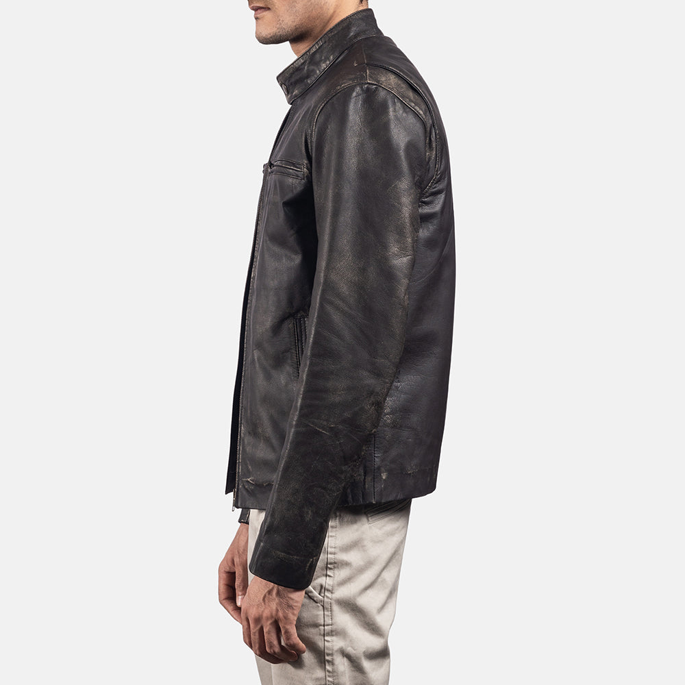 Rustic Giacca Biker in Pelle da Uomo – Vista prodotto alternativa 4